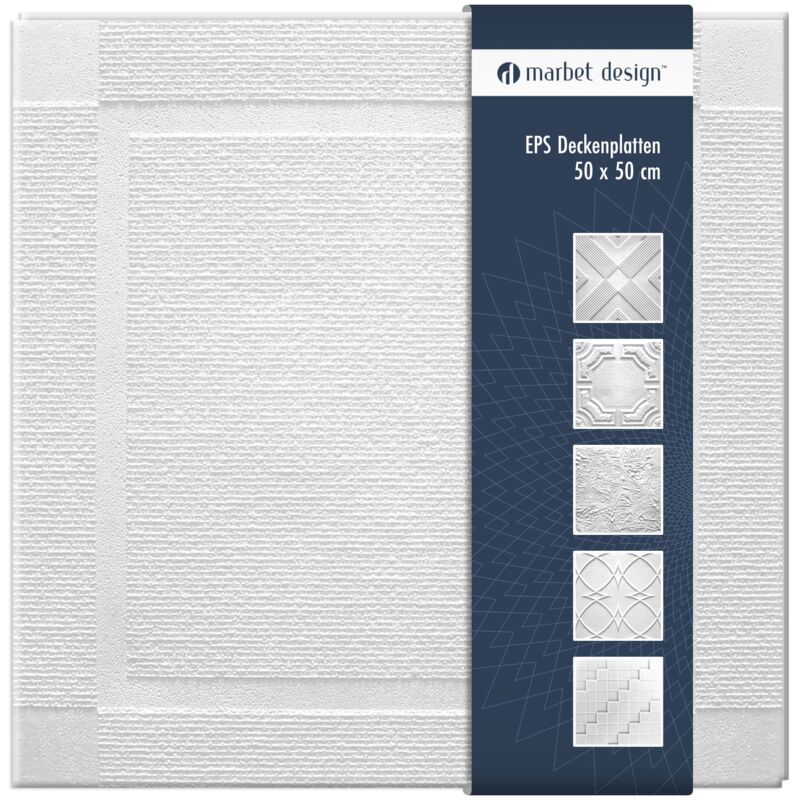 foto del prodotto piastrelle per soffitto in polistirolo eps bianco 50x50cm confezione economica 10 m 40 pannelli, atlanta con sovrapposizione marbet design