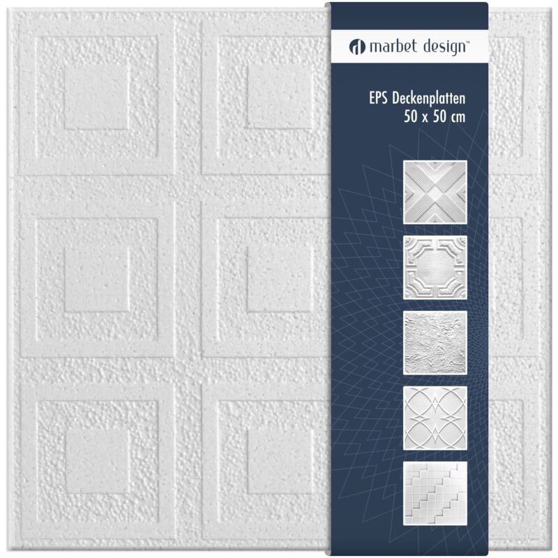 foto del prodotto piastrelle per soffitto in polistirolo eps bianco 50x50cm confezione economica 10 m 40 pannelli, contrasto marbet design