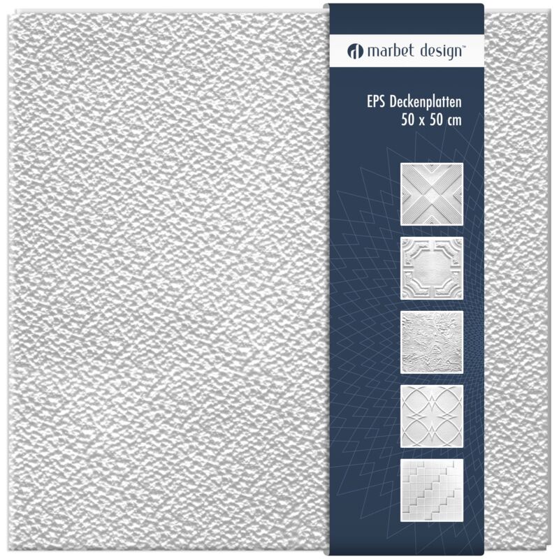 foto del prodotto piastrelle per soffitto in polistirolo eps bianco 50x50cm confezione economica 10 m 40 pannelli, grys2 con sovrapposizione marbet design
