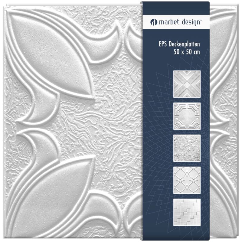 foto del prodotto piastrelle per soffitto in polistirolo eps bianco 50x50cm confezione economica 10 m 40 pannelli, irys con sovrapposizione marbet design