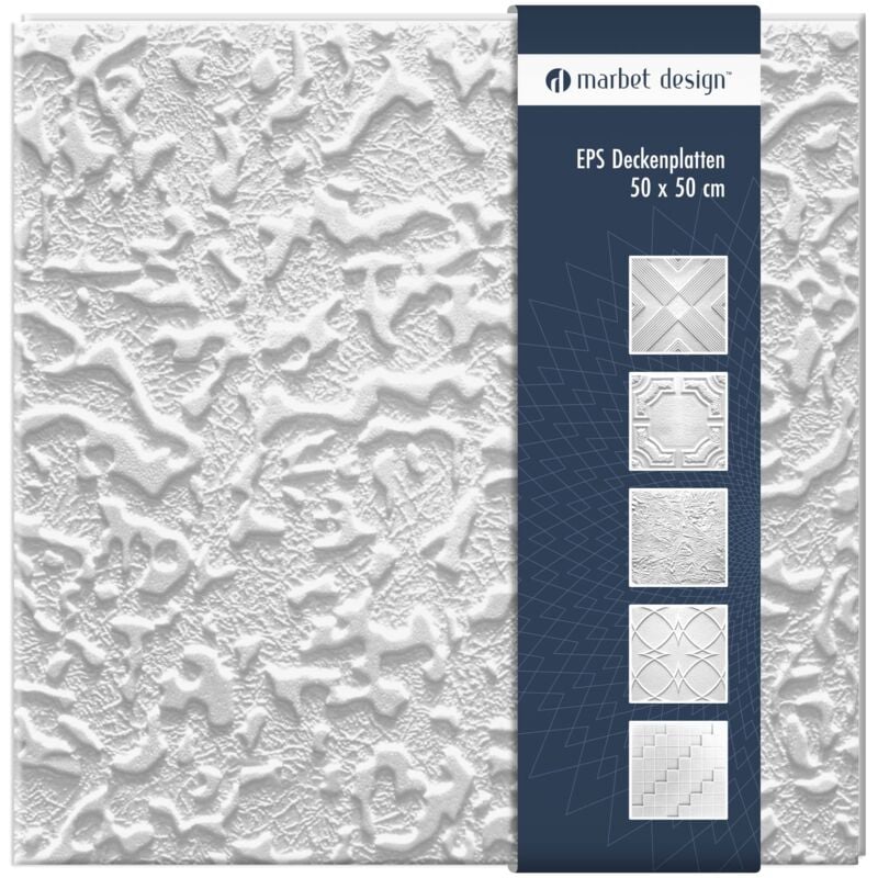 foto del prodotto piastrelle per soffitto in polistirolo eps bianco 50x50cm confezione economica 10 m 40 pannelli, pasat con sovrapposizione marbet design