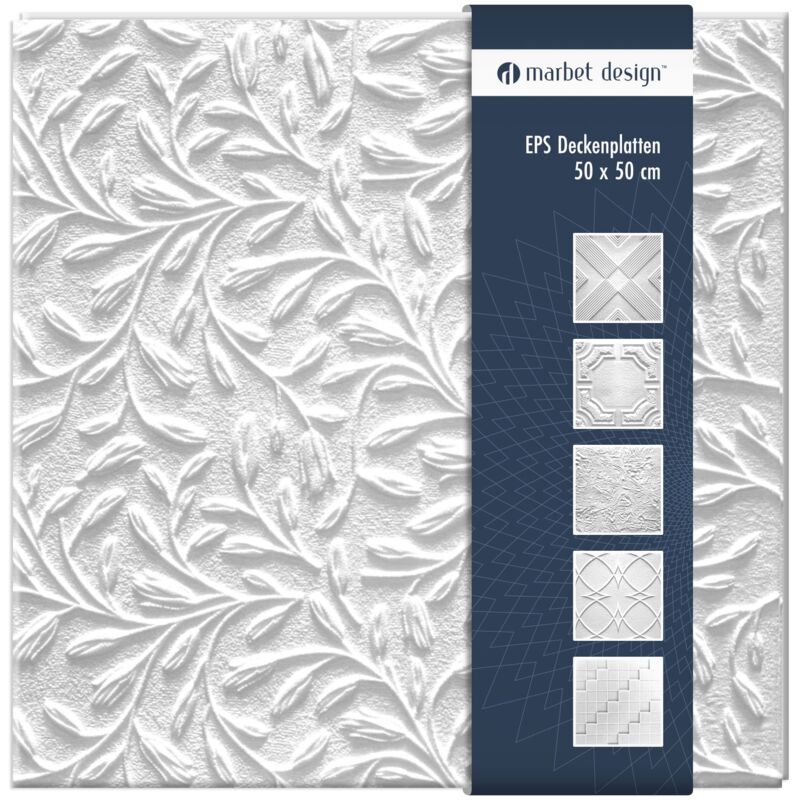 foto del prodotto piastrelle per soffitto in polistirolo eps bianco 50x50cm confezione economica 10 m 40 pannelli, wiosna con sovrapposizione marbet design