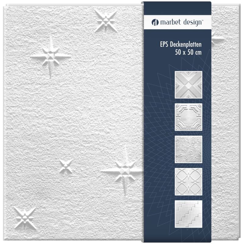 foto del prodotto piastrelle per soffitto in polistirolo eps bianco 50x50cm confezione economica 10 m 40 pannelli, zima con sovrapposizione marbet design