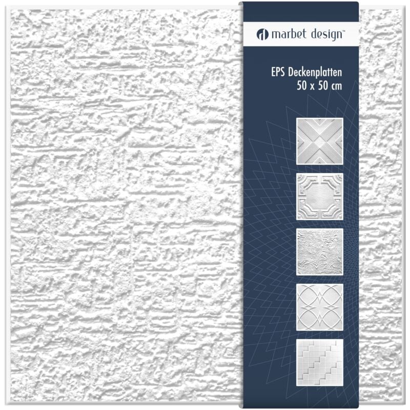 foto del prodotto piastrelle per soffitto in polistirolo eps bianco 50x50cm confezione economica gesso, 2 m 8 pannelli marbet design