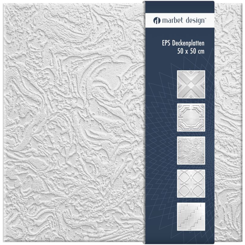 foto del prodotto piastrelle per soffitto in polistirolo eps bianco 50x50cm confezione economica monsone, 2 m 8 pannelli marbet design