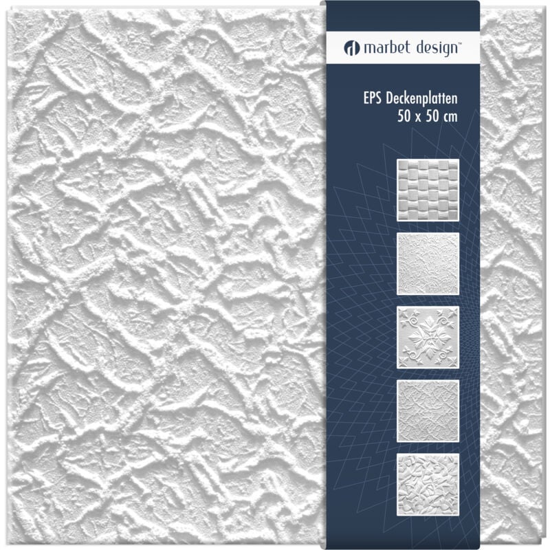 foto del prodotto piastrelle per soffitto polistirolo marbet design eps 6 decori diversi 50x50cm confezione economica bryza con sovrapposizione, pacchetto max