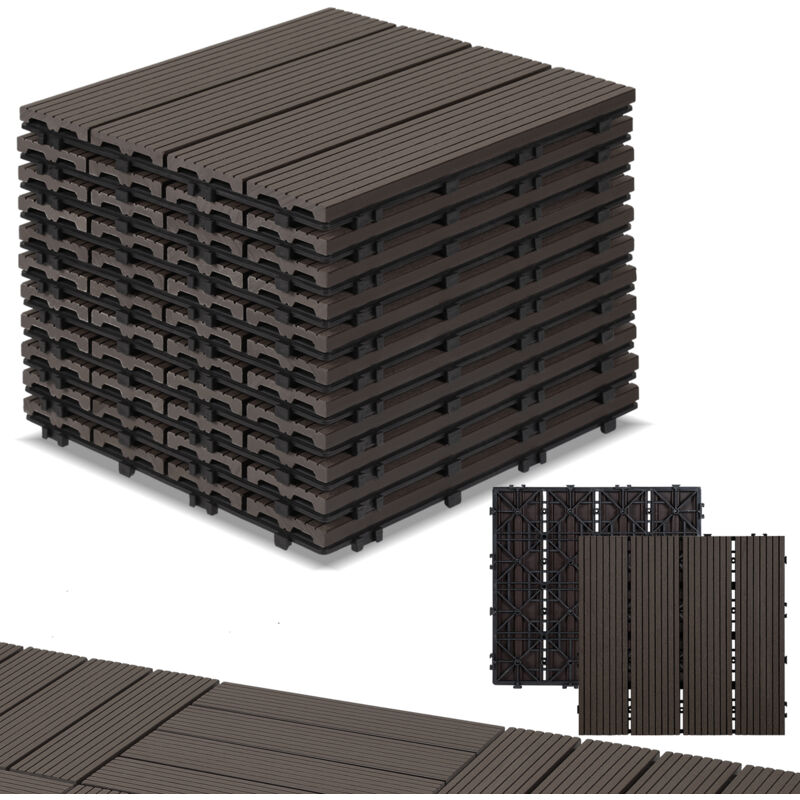 foto del prodotto piastrelle per terrazza 1 mq, piastrelle in wpc 30x30 cm, 11 pezzi di piastrelle a clic, piastrelle per balcone, piastrelle in legno, resistenti alle