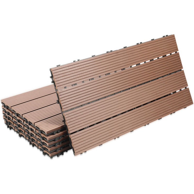 foto del prodotto piastrelle per terrazza piastrelle in legno a incastro 6 pezzi piastrelle di rivestimento 60 x 30 per terrazza da giardino, marrone swanew