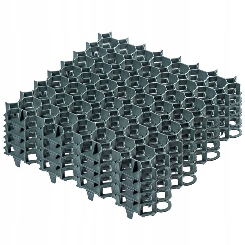 foto del prodotto piastrelle stabilizzatrici in plastica 50 cm, stabilizzatori per ghiaia, piastrelle per erba per giardini, griglie per prato verde, set da 4 kadax