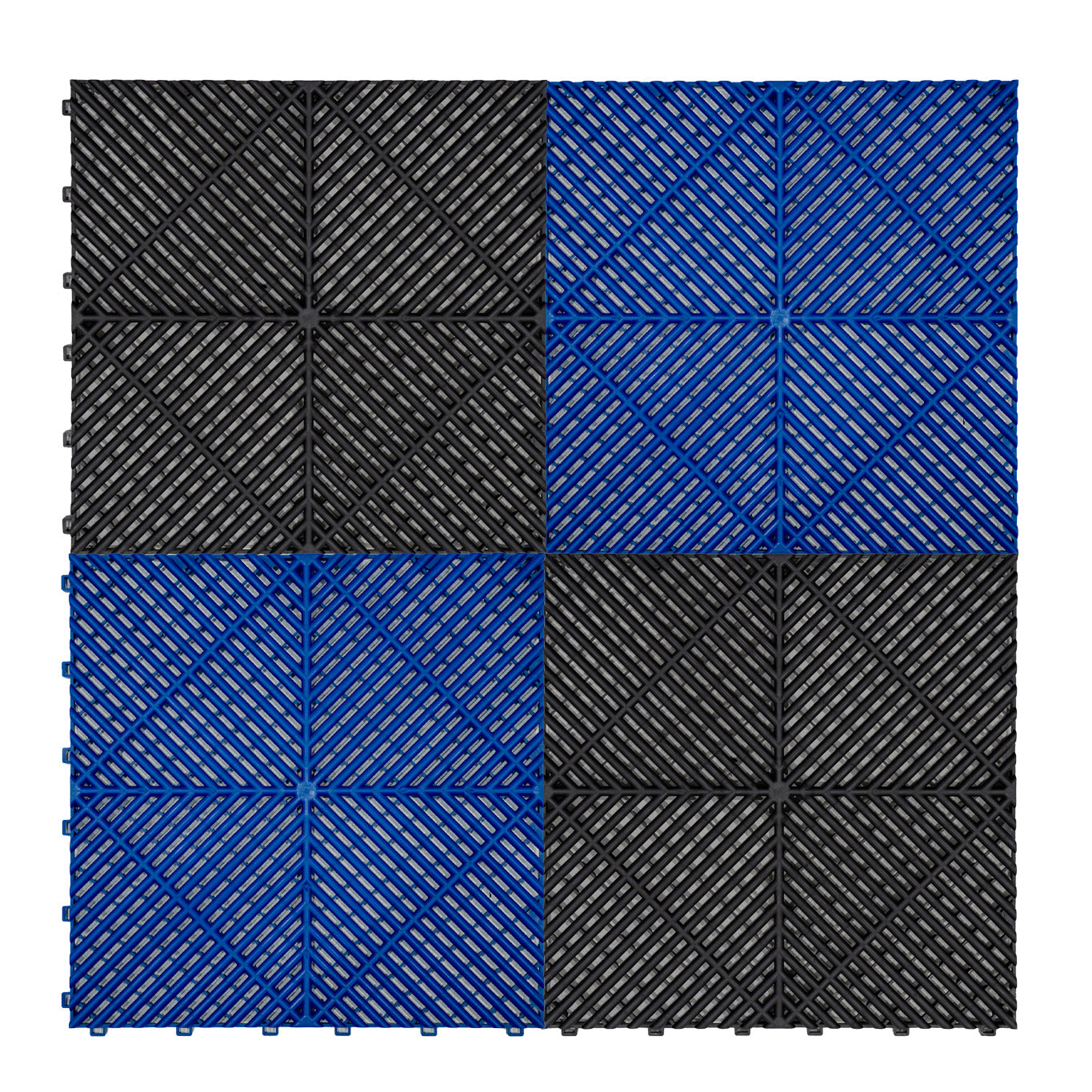 foto del prodotto piastrelle ventilate nere e blu 3,2m x 6m per garage e officine, antiscivolo.