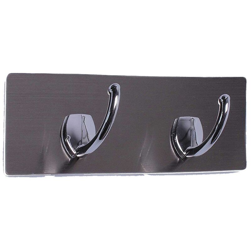 foto del prodotto piastrina adesiva con 2 ganci grigi 22 x 7,5 cm