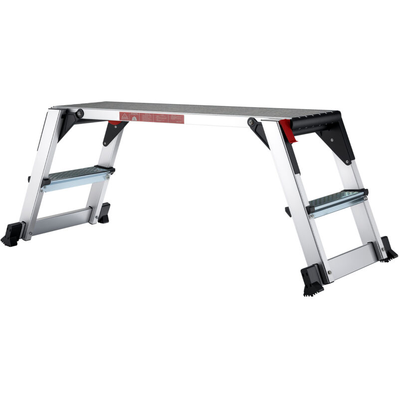 foto del prodotto piattaforma da lavoro pieghevole in alluminio, scala da lavoro mobile con piattaforma, superficie di lavoro 95 x 30 cm, sgabello per lavori wiltec