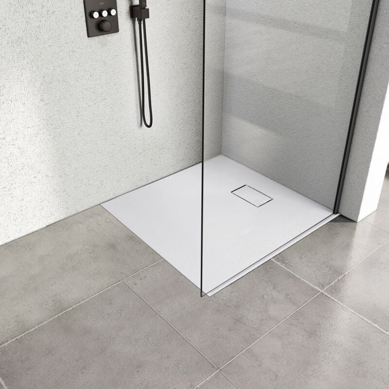 foto del prodotto piatti doccia in pietra extra piatto doccia strutturato antiscivolo in materiale smc antiscivolo piazza bianco 80x80cm heilmetz