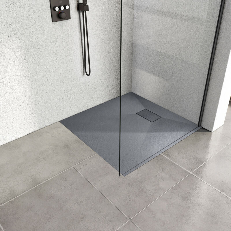 foto del prodotto piatti doccia in pietra extra piatto doccia strutturato antiscivolo in materiale smc antiscivolo piazza grigio 80x80cm heilmetz