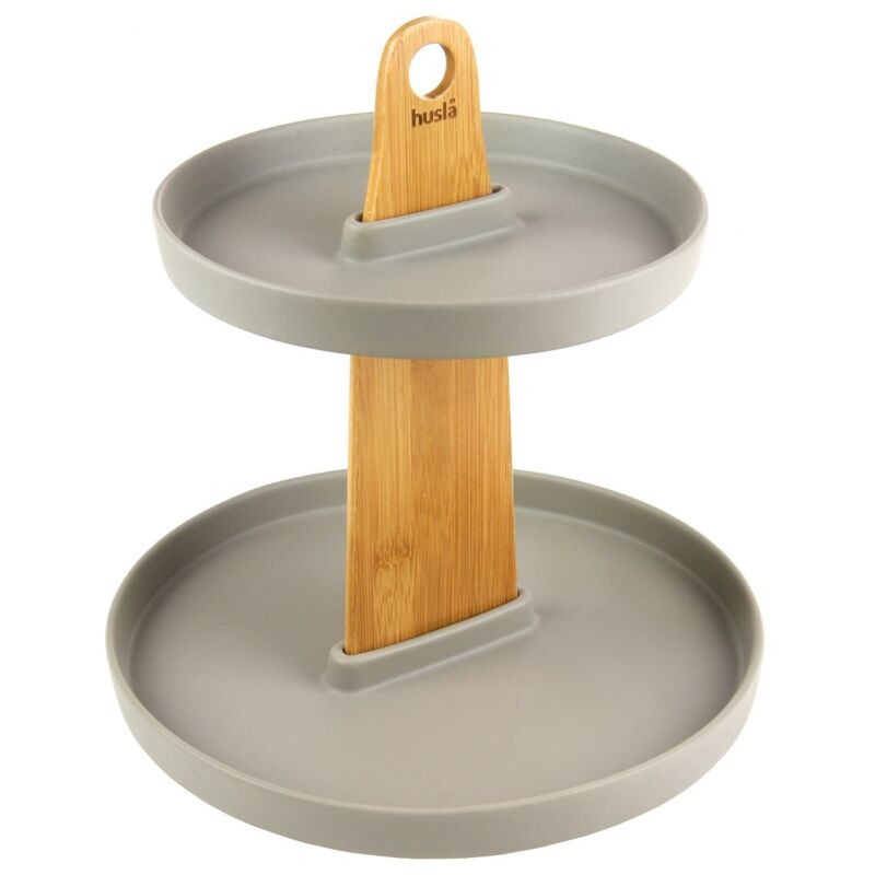 foto del prodotto piatto a due livelli ceramica e legno husla 73975