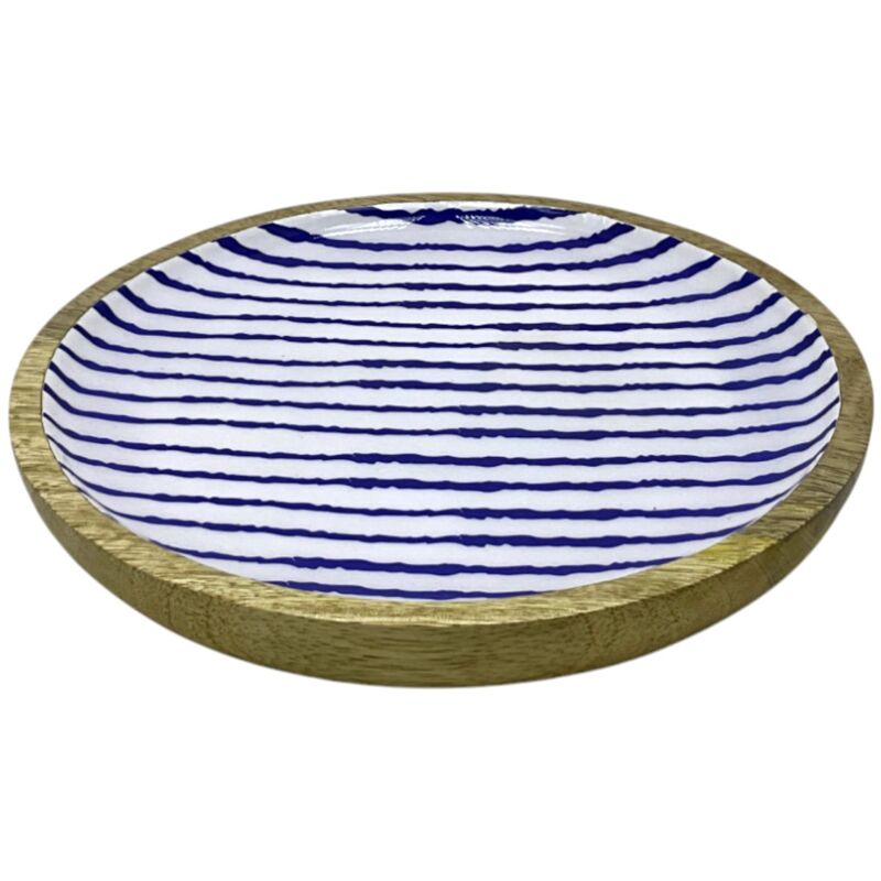 foto del prodotto piatto decorativo piccolo a righe per cucina, ideale per presentazioni e decorazioni nautiche, design moderno e funzionale