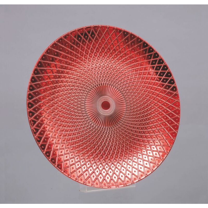 foto del prodotto piatto decorativo rosso metallizzato 33 cm