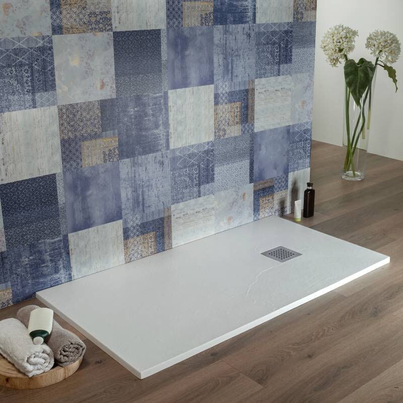 foto del prodotto piatto doccia 70x100 cm bianco effetto pietra resina tagliabile slim blan