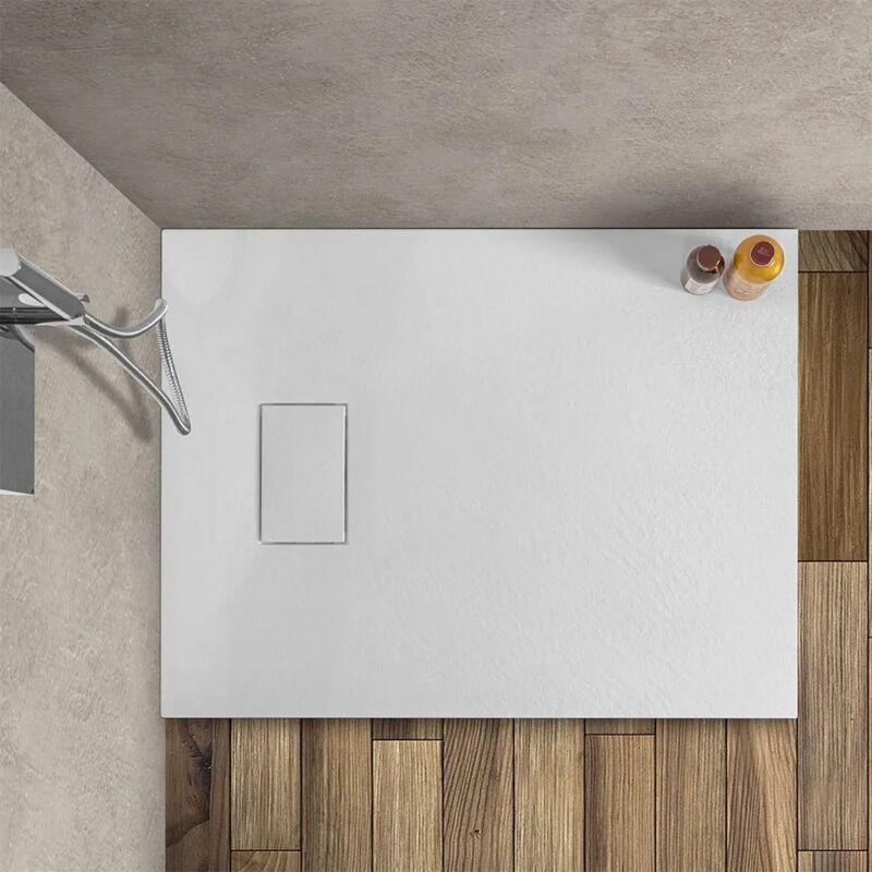 foto del prodotto piatto doccia 70x100 in resina bianco effetto pietra serie agor 