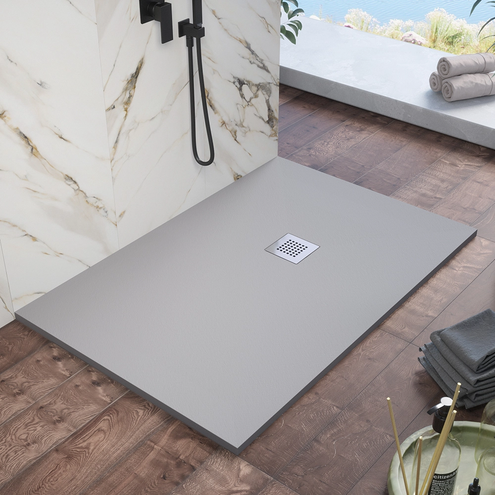 foto del prodotto piatto doccia 70x100cm in marmoresina grigio effetto pietra kos