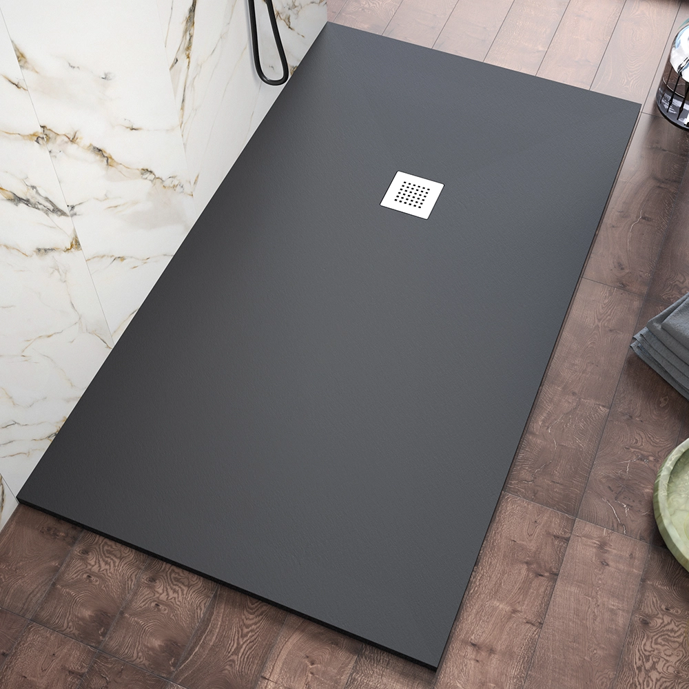 foto del prodotto piatto doccia 70x110cm in marmoresina nero effetto pietra kos