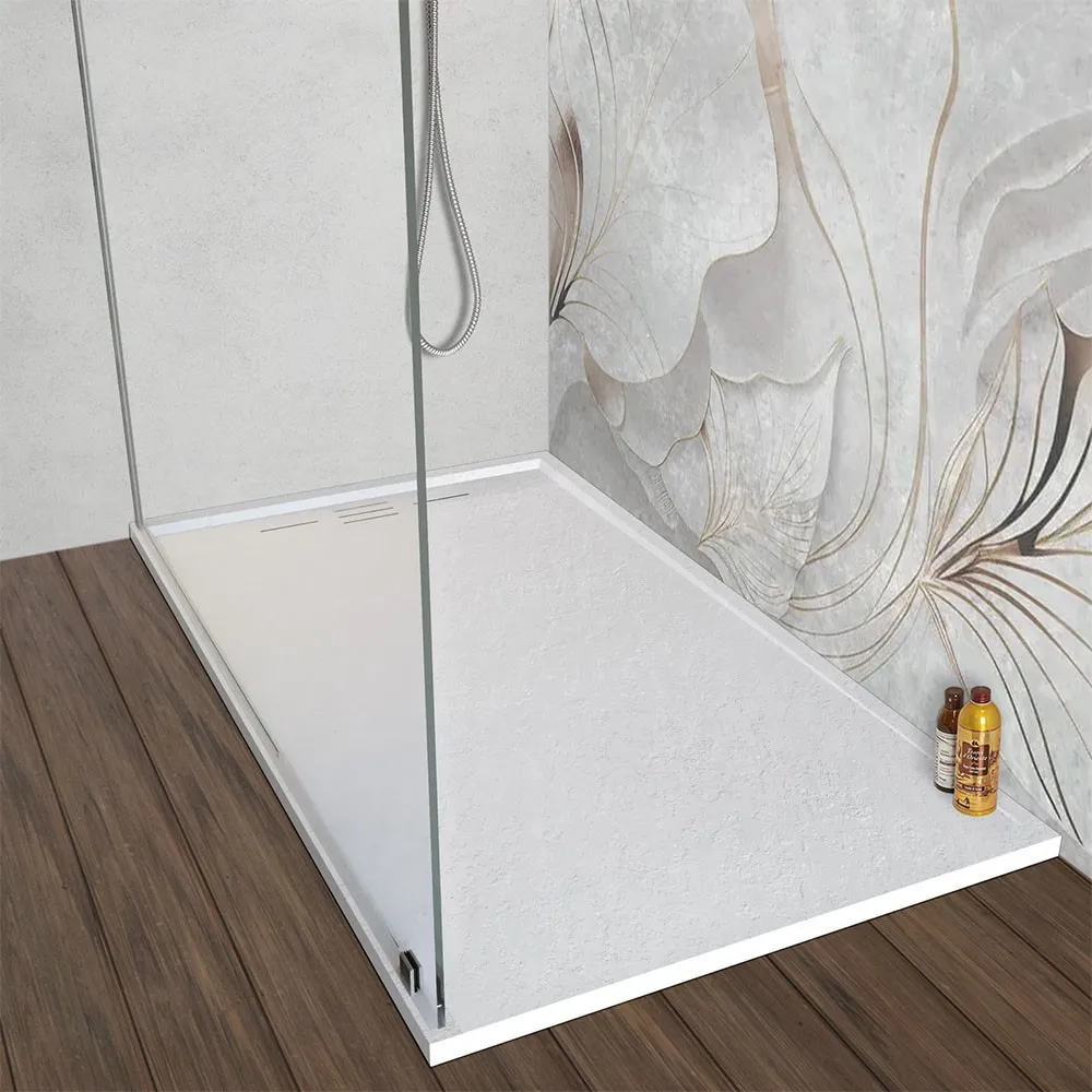 foto del prodotto piatto doccia 70x130 bianco pietra in resina riducibile con canalina argo