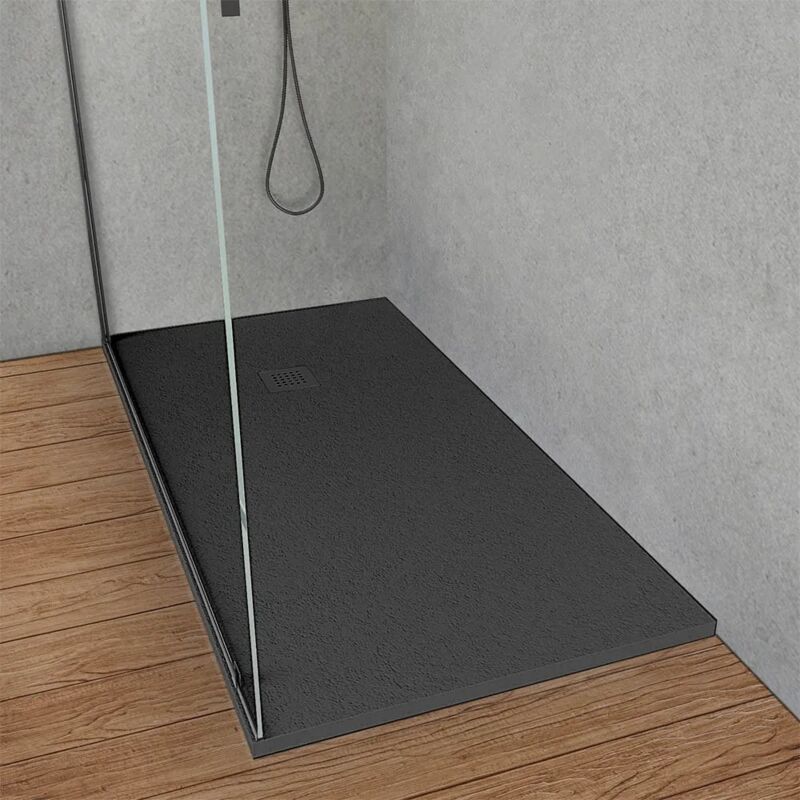 foto del prodotto piatto doccia 70x180 marmo resina effetto pietra antracite riducibile loren