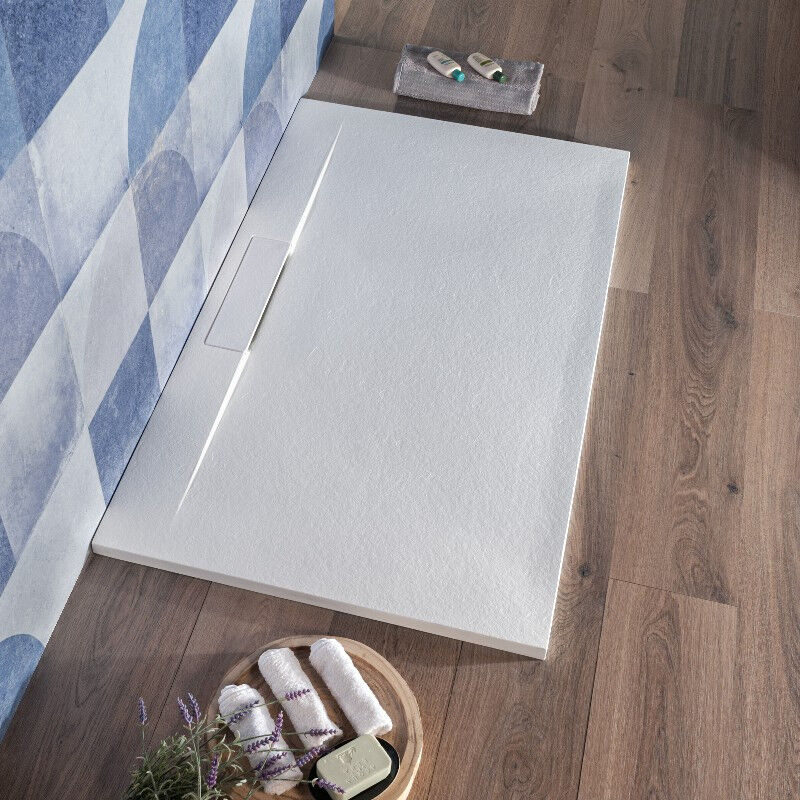 foto del prodotto piatto doccia 80x100 cm marmoresina tagliabile bianco effetto pietra cover