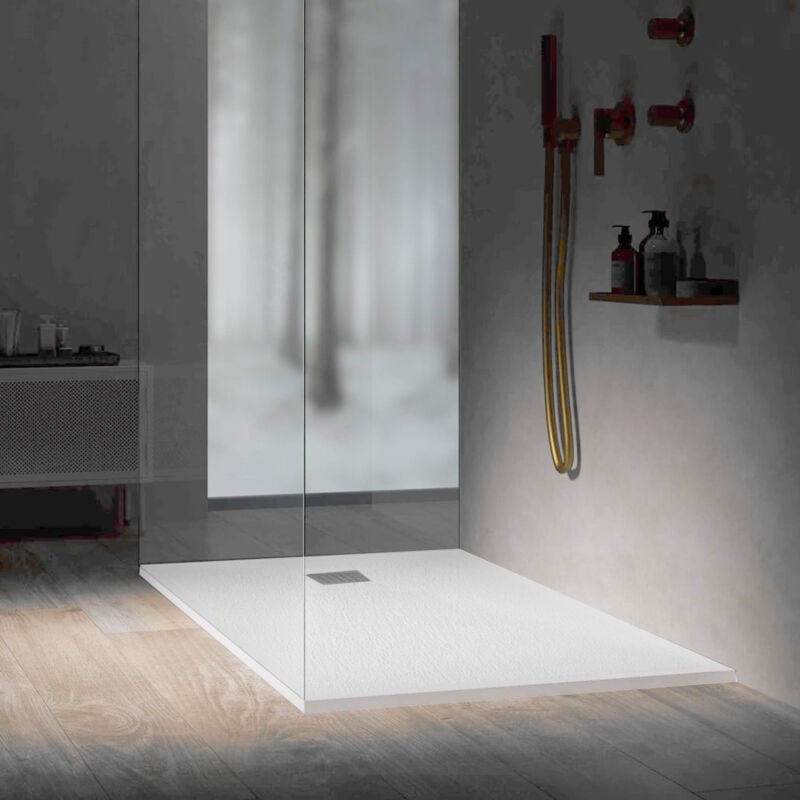 foto del prodotto piatto doccia 80x100 petrah3 hatria colore bianco misure 80 x 100 superficie naturale