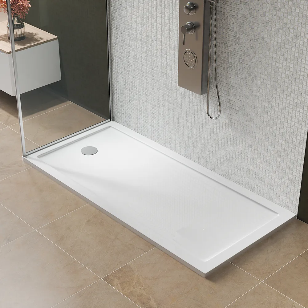 foto del prodotto piatto doccia 80x140 cm bianco lucido bordato in acrilico rinforzato asteios