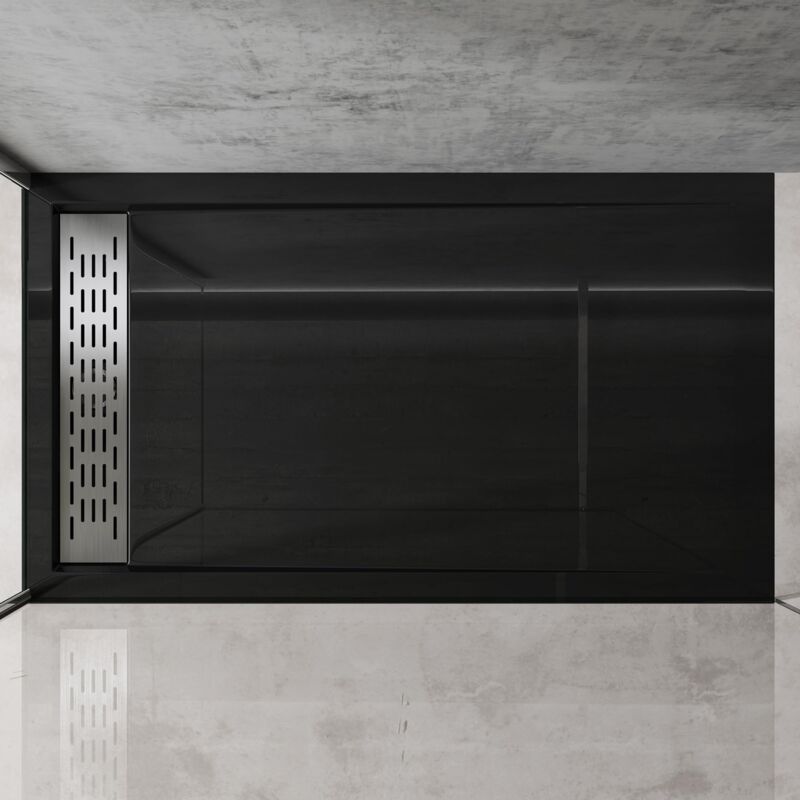 foto del prodotto piatto doccia 90x140x5cm xetro04 in acrilico, forma rettangolare, nero doporro