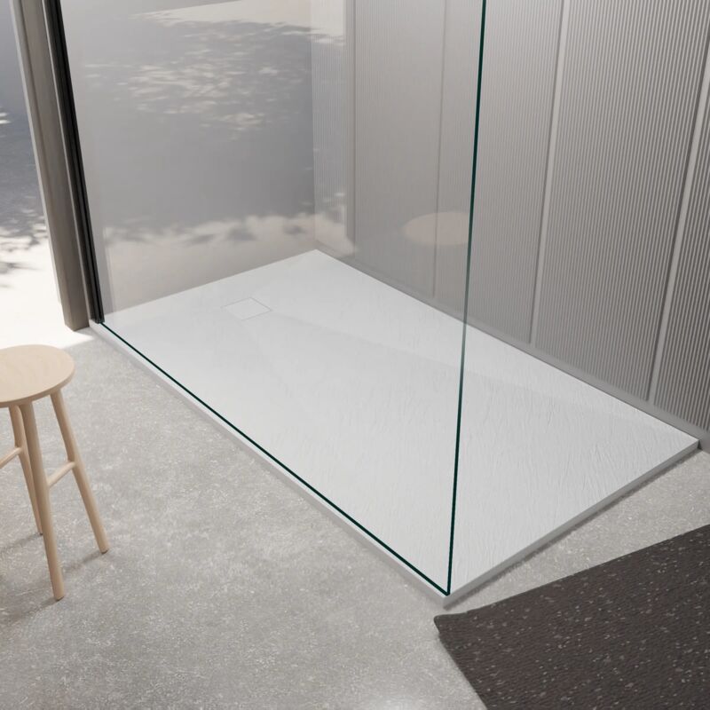 foto del prodotto piatto doccia 90x160x2.6 cm in smc finitura ardesia bianco opaco rock 2 white