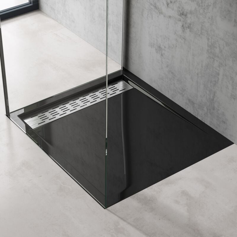 foto del prodotto piatto doccia 90x90x5cm xetro04 in acrilico, forma quadrato, nero doporro