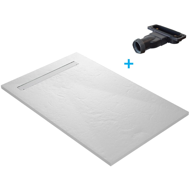 foto del prodotto piatto doccia a canale 100 x 80 cm in resina finitura ardesia bianco