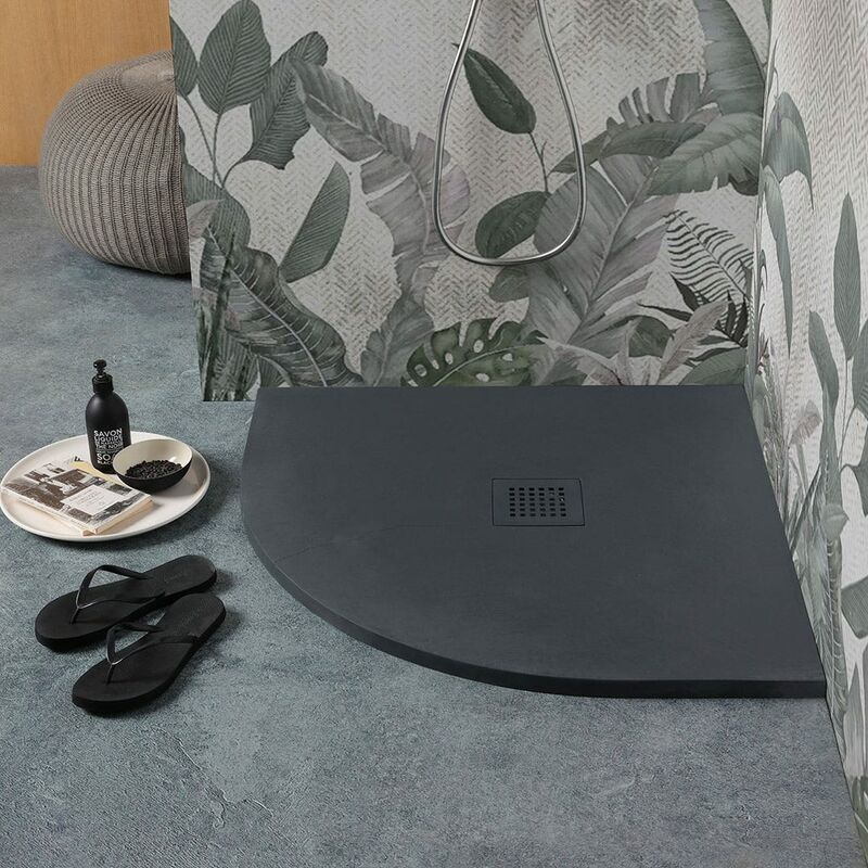 foto del prodotto piatto doccia angolare 90x90 in resina antracite muse