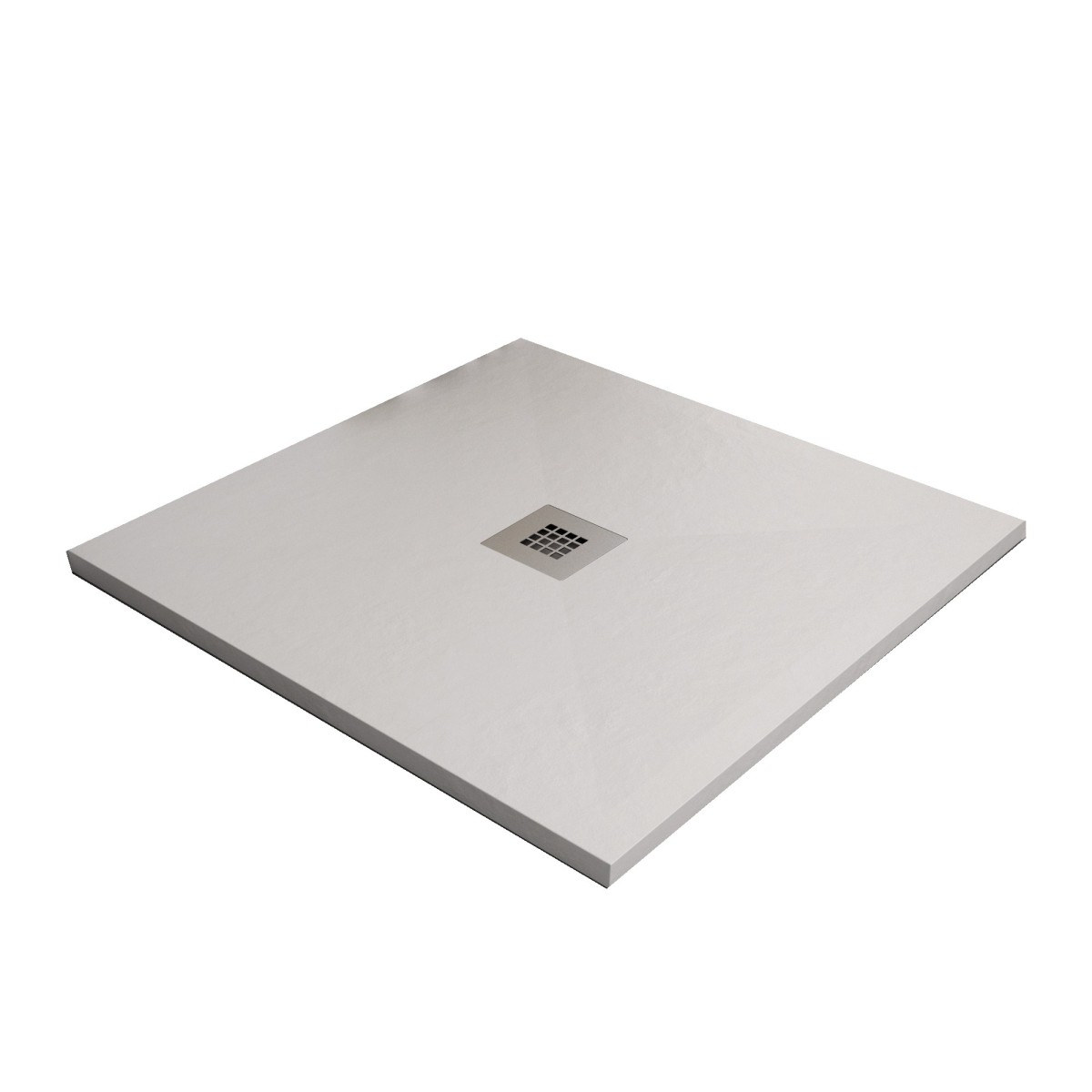 foto del prodotto piatto doccia bianco in marmoresina con griglia inox e piletta gratis star plus, misura 70x70