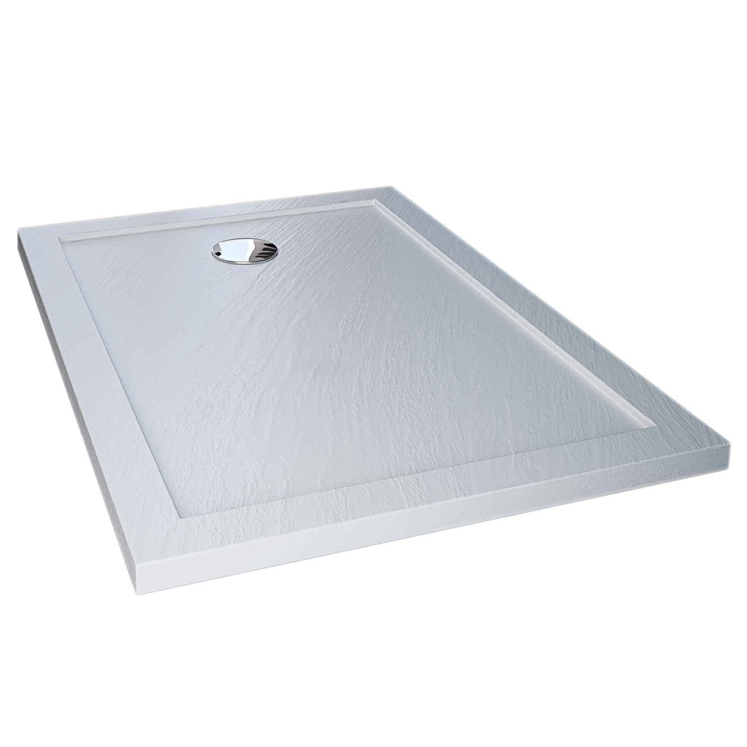 foto del prodotto piatto doccia bordato effetto pietra bianco in acrilico mod. flower 80x170x4 cm rettangolare