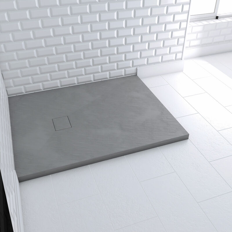foto del prodotto piatto doccia compositi smc finitura grigia in ardesia 80x100cm rock 2 grigio 80