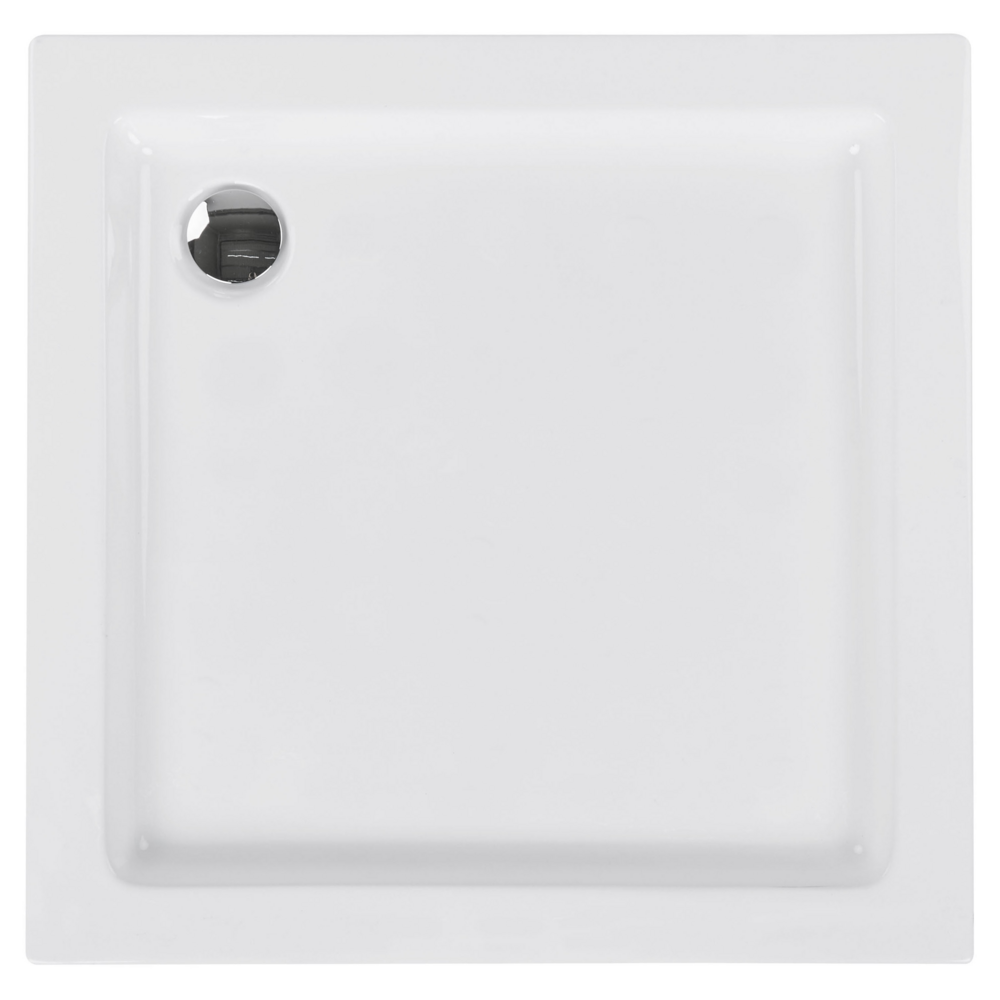 foto del prodotto piatto doccia con scarico bianco acrilico abs materiale sintetico 80 x 80 x 5 cm minimalista
