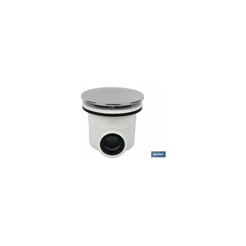 foto del prodotto piatto doccia con valvola sifonica 90 con scarico 32 40 e finiture cromate