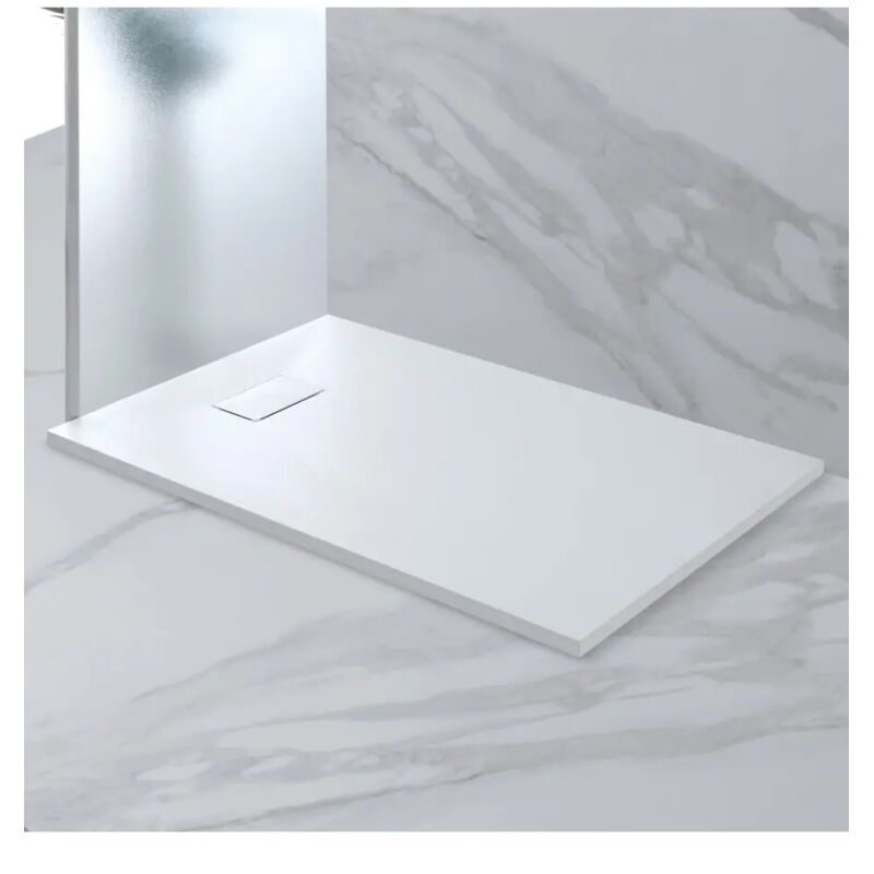 foto del prodotto piatto doccia effetto pietra bianco, 70x90 cm