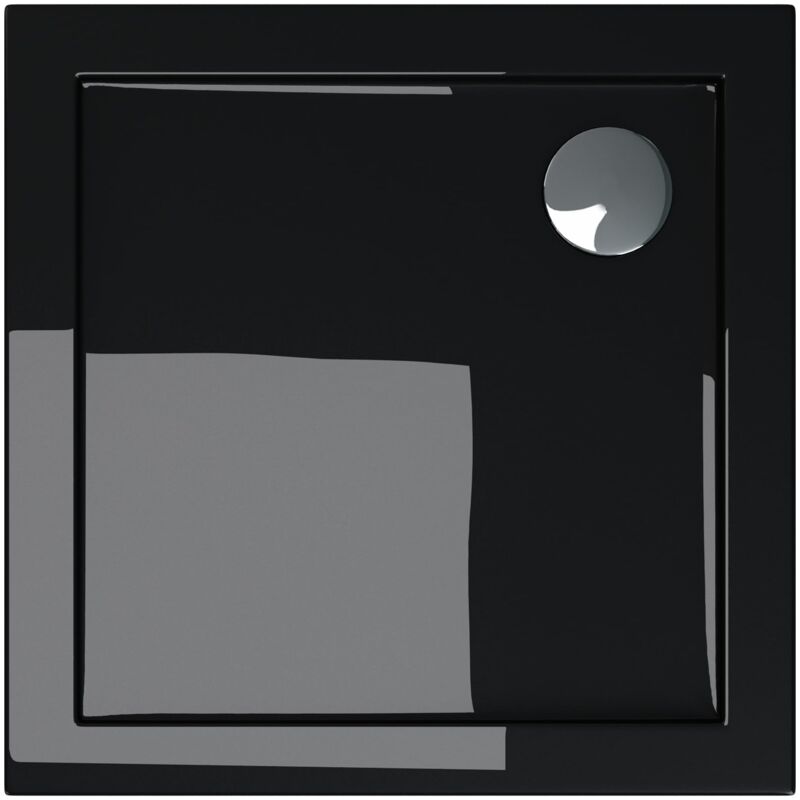 foto del prodotto piatto doccia in acrilico 75 x 75 cm spessore 4 cm quadrato nero resistente a urti e graffi design bordato rinforzato faro1 doporro