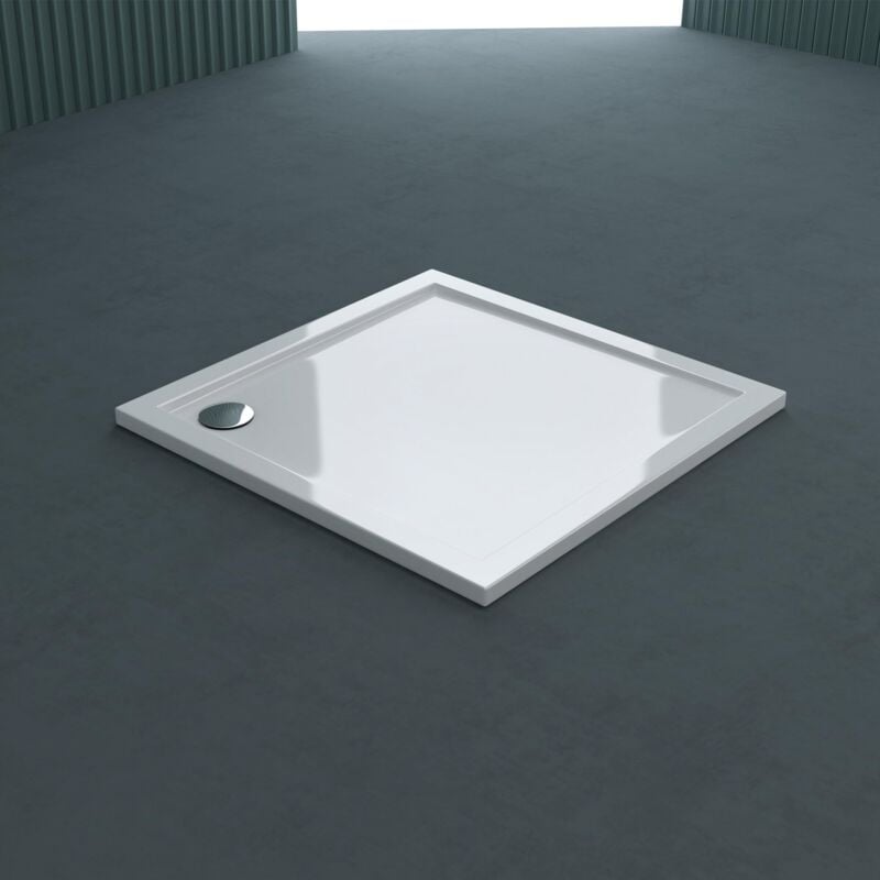 immagine 0 del prodotto piatto doccia in acrilico 80 x 80 cm spessore 4 cm quadrato bianco resistente a urti e graffi design bordato rinforzato faro1 doporro