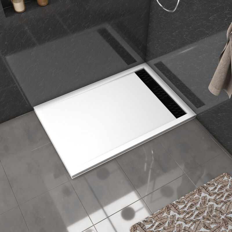 foto del prodotto piatto doccia in acrilico bianco 80x120x4 cm griglia lineari cromata nera