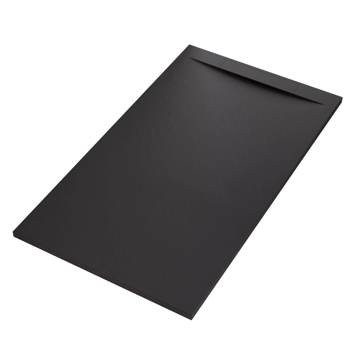 foto del prodotto piatto doccia in marmoresina nero effetto pietra cemento vincent, misura 80x120