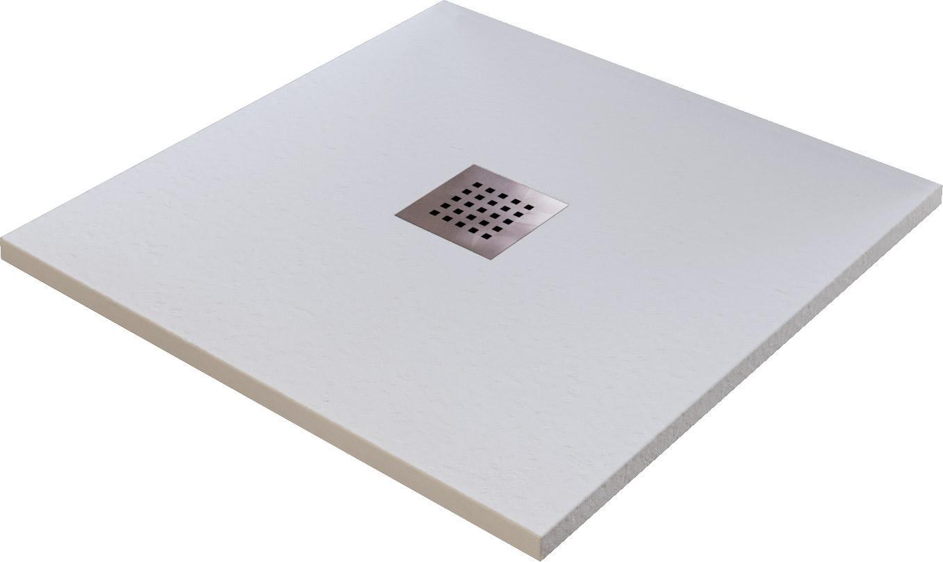 foto del prodotto piatto doccia in pietra 90x90 cm bonussi ardesia stone central bianco