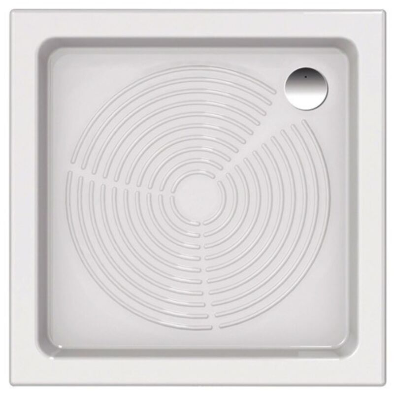 foto del prodotto piatto doccia in porcellana altezza 10 cm bianco quadrato o rettangolare o semicircolare misura l70 x p70 x h10 cm confezione 1