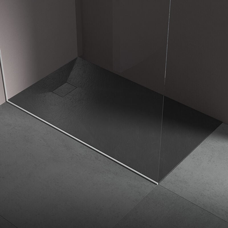 foto del prodotto piatto doccia in resina 70x160 cm effetto pietra colore nero cuba