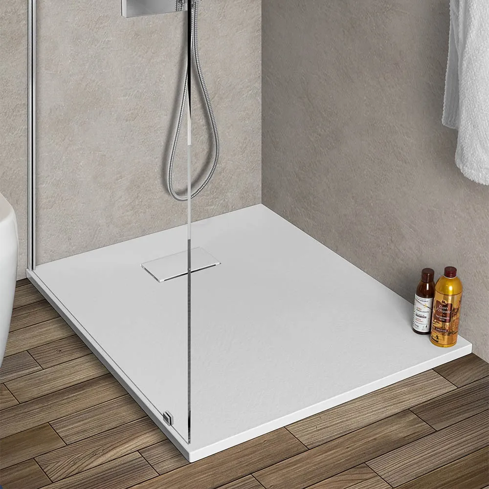 foto del prodotto piatto doccia in resina 80x100 serie agorà bianco pietra su misura