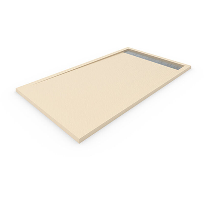 foto del prodotto piatto doccia in resina quarzo deluxe. struttura in ardesia antiscivolo. carica minerale. crema ral 1015 70x100cm